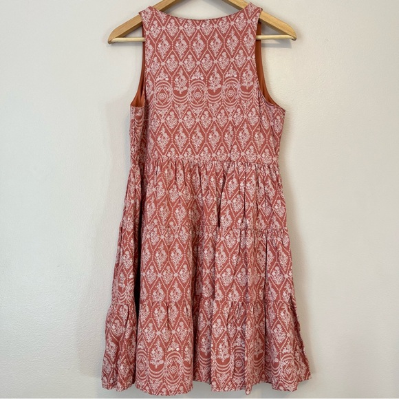 Sincerely Jules Tiered Floral Print Mini Dress Medium Coral Pink Summer Babydoll - Picture 5 of 8